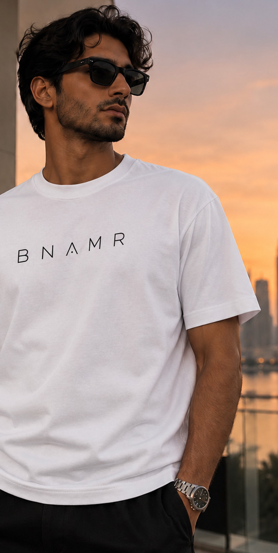 Essential Tee in white, worn